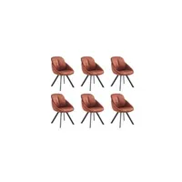 chaise vente-unique.com lot de 6 chaises avec accoudoirs en velours et métal - terracotta - busselton