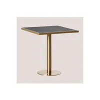 table basse sklum table de bar carrée en grès (70x70 cm) manhattan noir 75 cm