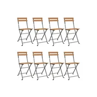 chaises de bistrot pliantes 8 pcs bois de teck solide et acier
