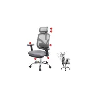 sihoo chaise de bureau chaise de bureau, ergonomique, soutien lombaire réglable et accoudoir ~ gris