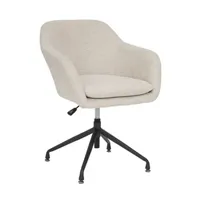 chaise de bureau en tissu beige lin avec pieds en metal - longueur 64 x profondeur 64 x hauteur 76 cm --