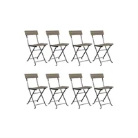 chaises de bistrot pliantes 8 pcs gris résine tressée et acier