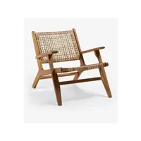 fauteuil de jardin pegane fauteuil de jardin en bois d'acacia massif et osier tressé - longueur 68 x profondeur 80 x hauteur 74 cm - -