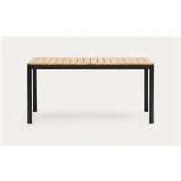 table de jardin en bois de teck massif et aluminium finition noire - longueur 163 x profondeur 90 x hauteur 76 cm - -