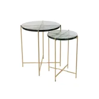 set de 2 tables gigogne métal doré obi d 50 cm