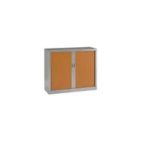 armoire vinco armoire basse à rideaux monoblocs generic 100 x 120 cm alu- merisier - merisier -