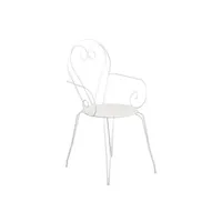 fauteuil de jardin generique lot de 4 fauteuils de jardin romantique empilable en fer forgé - blanc