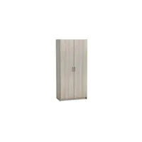 armoire 2 portes lingère multifonction en bois imitation chêne shannon - ar193