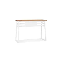 table haute maison et styles table de bar 150x60x105,5 cm en pin et métal blanc - randall