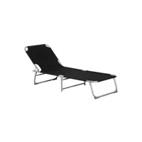 chaise longue - transat outsunny bain de soleil transat pliable dossier réglable multipositions métal et polyester noir