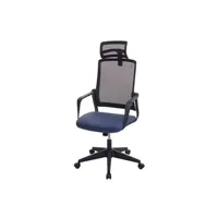 fauteuil de bureau mendler chaise de bureau hwc-j52 appui-tête ergonomique similicuir bleu-gris