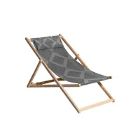 autre matériels de camping et randonnée madison chaise de plage en bois demi 55x90x87 cm gris
