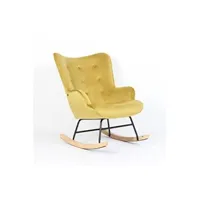 fauteuil de salon zons fauteuil à bascule h92 velours jaune curry - jaune