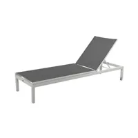 chaise longue - transat proloisirs - lit de soleil en aluminium thema blanc