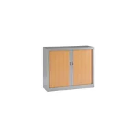 armoire vinco armoire basse à rideaux monoblocs generic 100 x 120 cm alu- hêtre - hêtre -