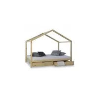 lit enfant homestyle4u lit enfant avec matelas 90x200 lit cabane lit enfant lit en bois nature lit tiroir
