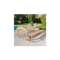 salon de jardin id market salon de jardin uvita en bois table de jardin 180 cm + 2 bancs