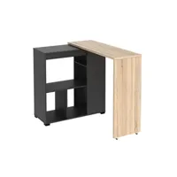 table haute vente-unique.com meuble de bar pivotant avec rangements - naturel et anthracite - saturne