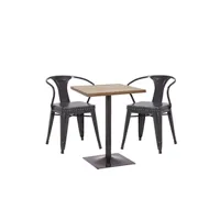 table haute mendler 1x table de bistrot 2x chaise hwc-h10d noir gris table marron clair