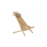 chaise longue - transat ecofurn - chilienne en bois ecochair avec coussin offert (lot de 2) mélèze