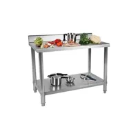 table de cuisine royal catering table de travail en inox - 120 x 60 cm - capacité de 110 kg - avec dosseret