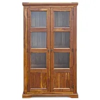 vitrine generique vitrine 2 portes vitrées en bois d'acacia massif finition rustique marron kastela 100 cm