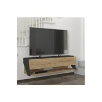 meubles tv premium xl meuble tv mural kimitoön 120 x 32 x 33 cm effet chêne anthracite [en.casa]