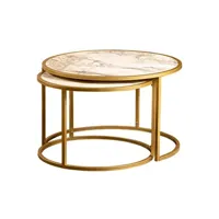 - tables gigognes en métal plateau imitation marbre tambur (lot de 2)