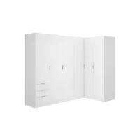 armoire vente-unique.com armoire d'angle 6 portes et 3 tiroirs - l213 cm - blanc - listowel