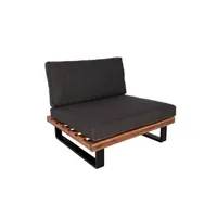 salon de jardin mendler fauteuil lounge hwc-h54 bois d'acacia mvg-certifié marron rembourrage gris foncé
