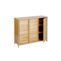 sideboard hwc-b18, armoire commode highboard, 3 portes bambou 81x97x34cm