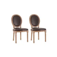 chaise altobuy emia - lot de 2 chaises médaillon bois simili marron -