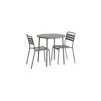 table de jardin sweeek table de jardin métal anthracite amélia avec 2 chaises traitement antirouille
