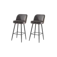chaise amadeus - lot de 2 tabourets de bar gatien en velours - gris