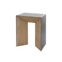 table console hwc-l76 bois massif industriel 80x60x40cm naturel avec aspect métal