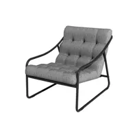 fauteuil de jardin proloisirs fauteuil relax bord'eau en aluminium/tpep avec coussin - graphite/chiné gris