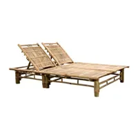 transat chaise longue bain de soleil lit de jardin terrasse meuble d'extérieur pour 2 personnes bambou 02_0012911