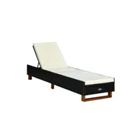 chaise longue - transat vente-unique.com transat bain de soleil avec coussin résine tressée noir 02_0012205