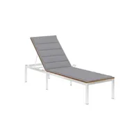 transat chaise longue bain de soleil lit de jardin terrasse meuble d'extérieur avec coussin bois d'acacia et acier inoxydable 02_0012320