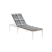 transat chaise longue bain de soleil lit de jardin terrasse meuble d'extérieur avec coussin bois d'acacia et acier inoxydable 02_0012328