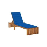 transat chaise longue bain de soleil lit de jardin terrasse meuble d'extérieur avec coussin bois d'acacia solide 02_0012340