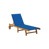 transat chaise longue bain de soleil lit de jardin terrasse meuble d'extérieur avec coussin bois d'acacia solide 02_0012352