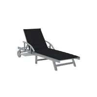 transat chaise longue bain de soleil lit de jardin terrasse meuble d'extérieur avec coussin bois d'acacia solide 02_0012391