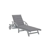 transat chaise longue bain de soleil lit de jardin terrasse meuble d'extérieur avec coussin bois d'acacia solide 02_0012406