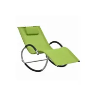 transat chaise longue bain de soleil lit de jardin terrasse meuble d'extérieur avec oreiller vert textilène 02_0012566
