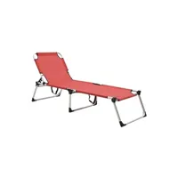 transat chaise longue bain de soleil lit de jardin terrasse meuble d'extérieur pliable extra haute pour seniors rouge aluminium 02_0012874