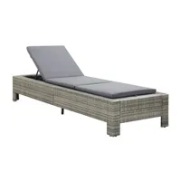 chaise longue - transat vente-unique.com transat bain de soleil avec coussin gris résine tressée 02_0012195