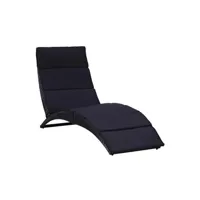 chaise longue - transat vente-unique.com transat bain de soleil avec coussin résine tressée noir 02_0012203
