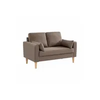 canapé droit sweeek canapé en tissu marron - bjorn - canapé 2 places fixe droit pieds bois style scandinave