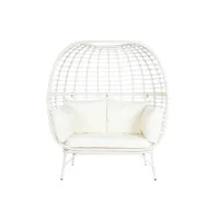 fauteuil de jardin pegane fauteuil de jardin en rotin synthétique et métal avec coussins coloris blanc - longueur 130 x profondeur 68 x hauteur 146 cm --